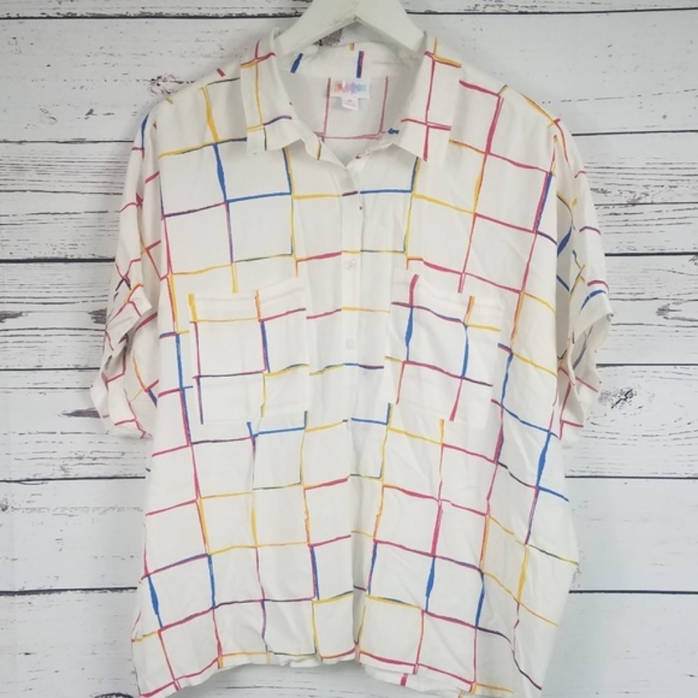 LulaRoe Shirt Button Down Window Panel Size M